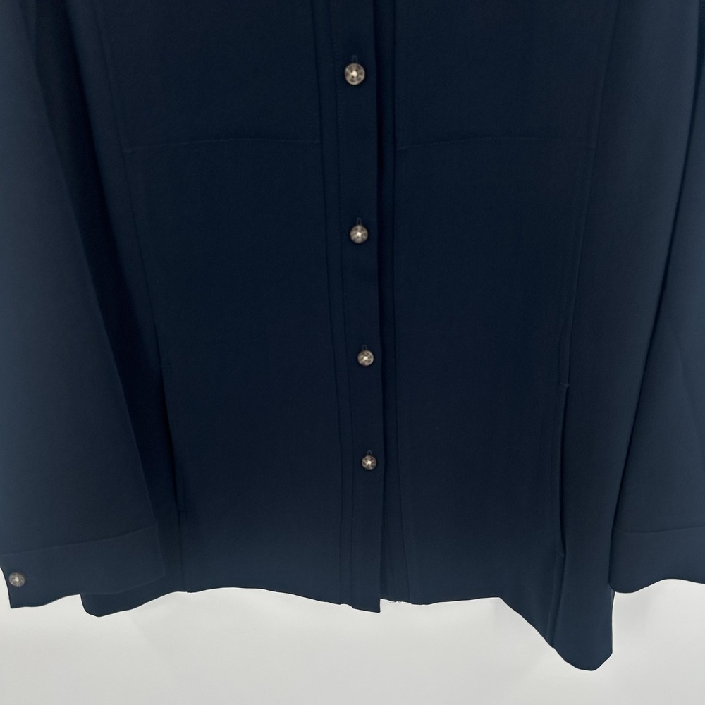 J Jill Wearever Collection Shirt Womens Medium Navy Button Front Long Sleeve - Picture 3 of 10